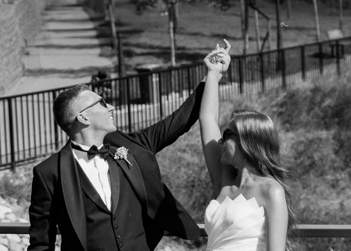 couple throw key to river wedding tradition