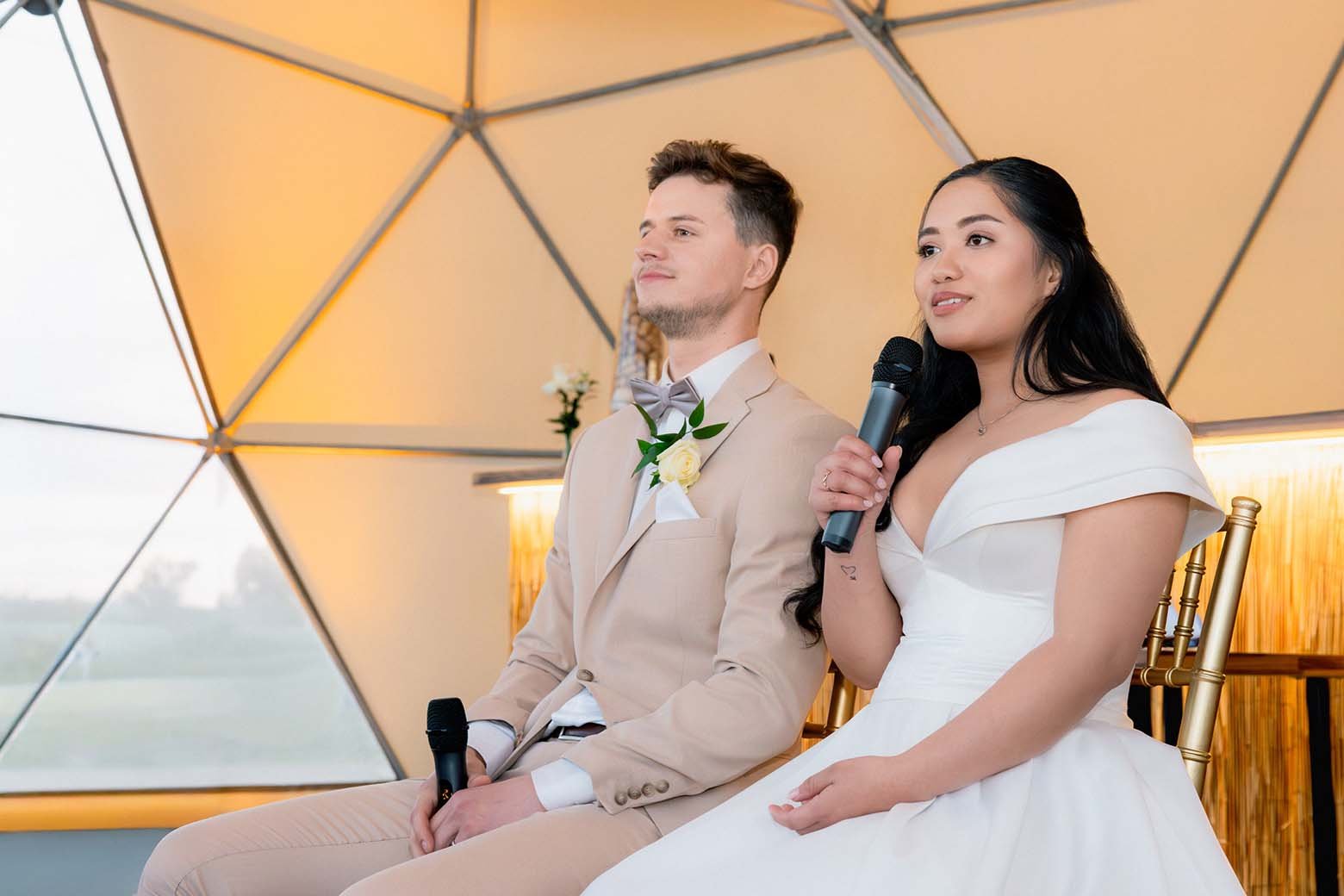 newlyweds speach during evening