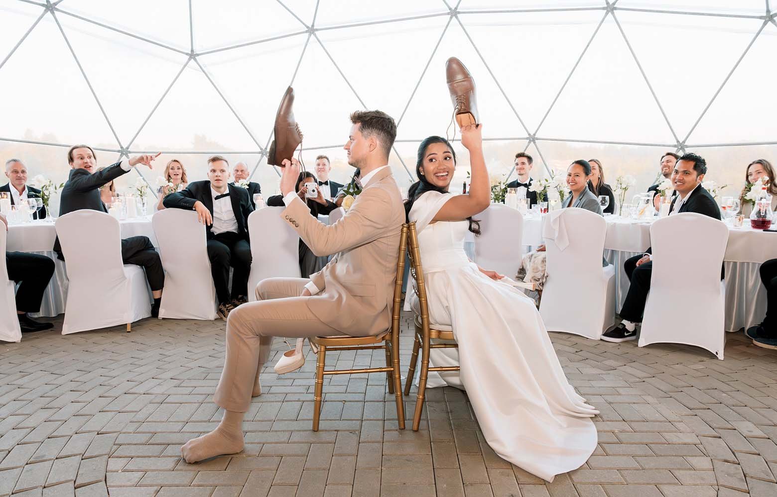 wedding shoe game newlyweds photo