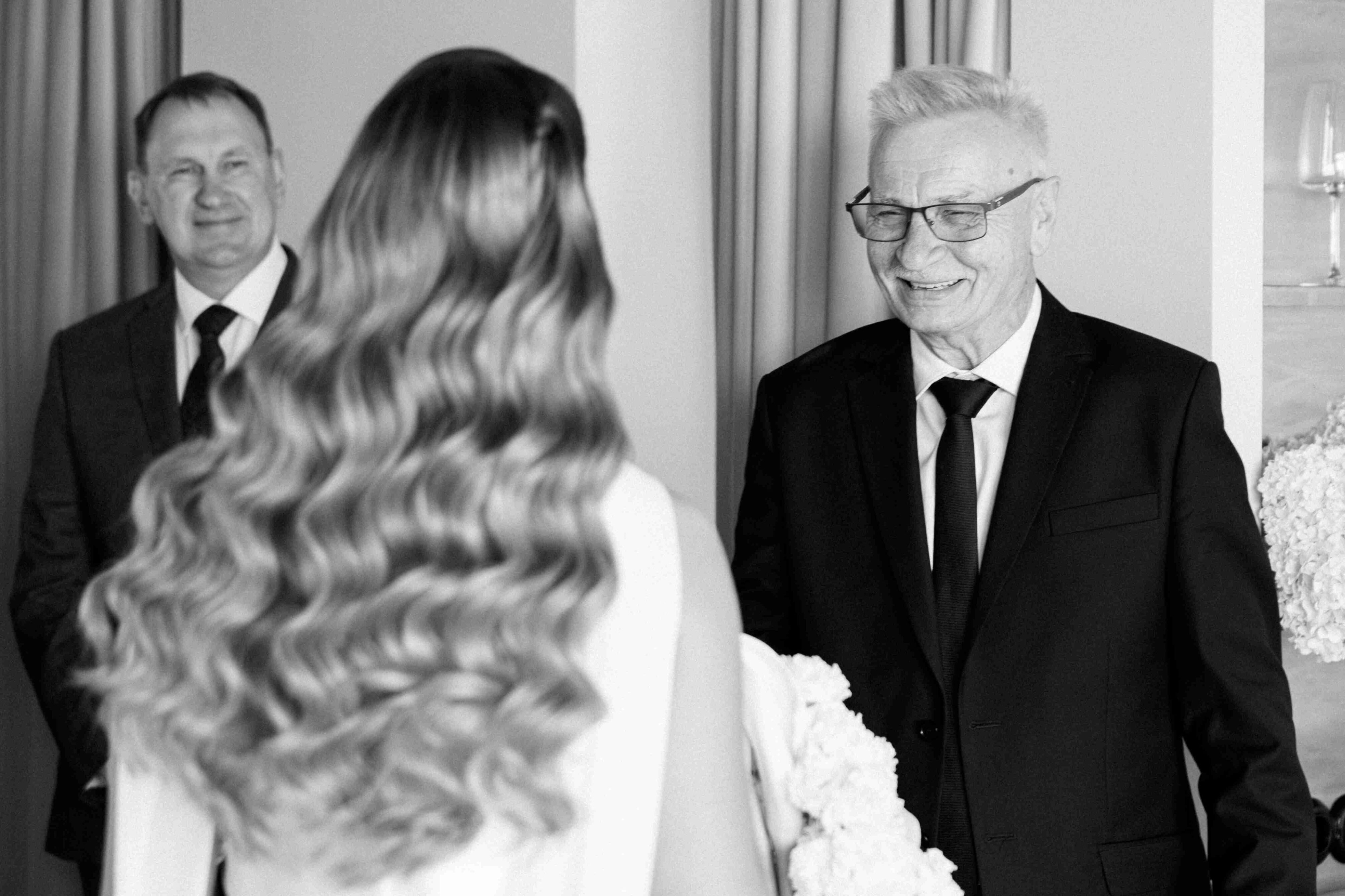 daughter father wedding morning first look