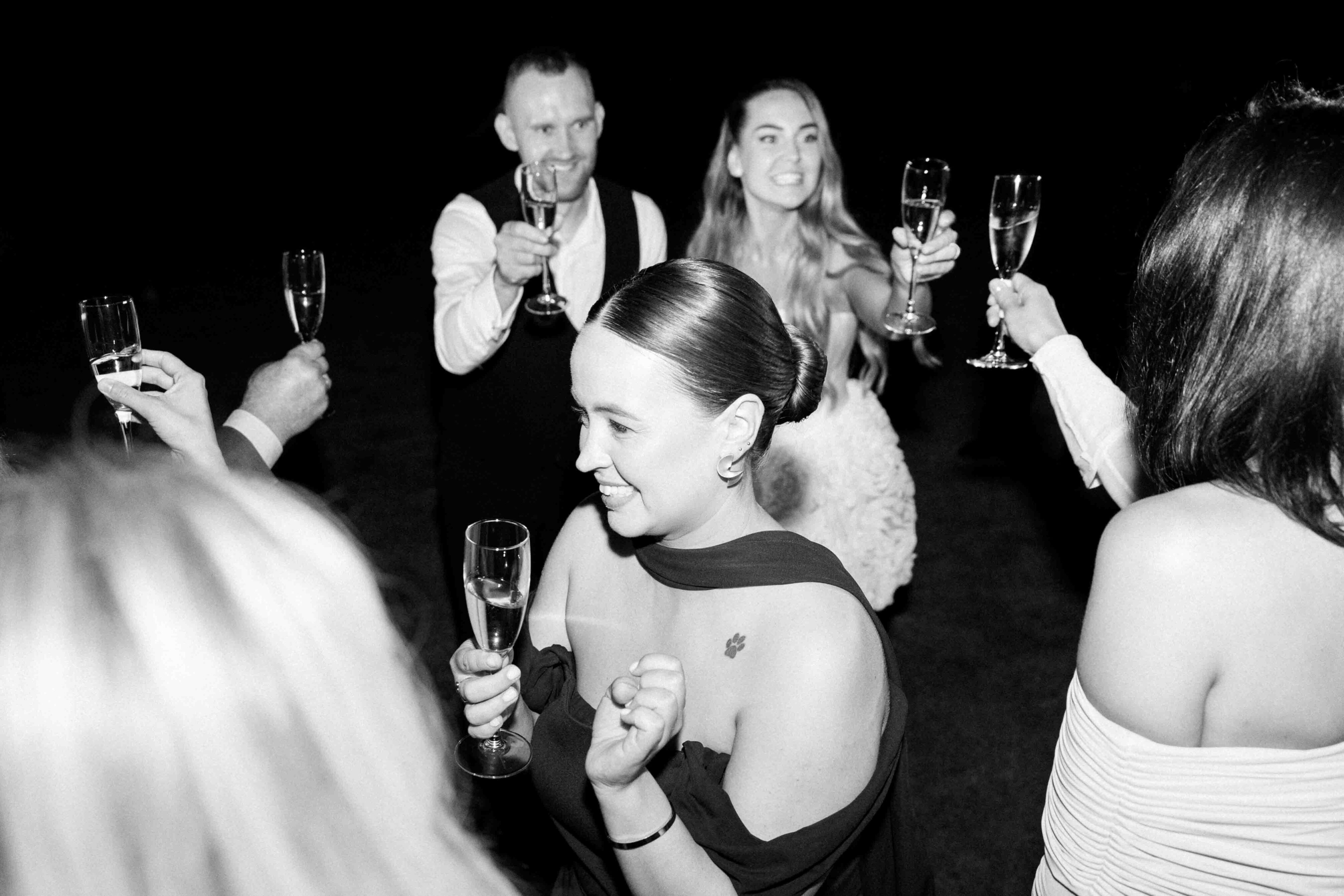 happy cheers to newlyweds guests chin chin