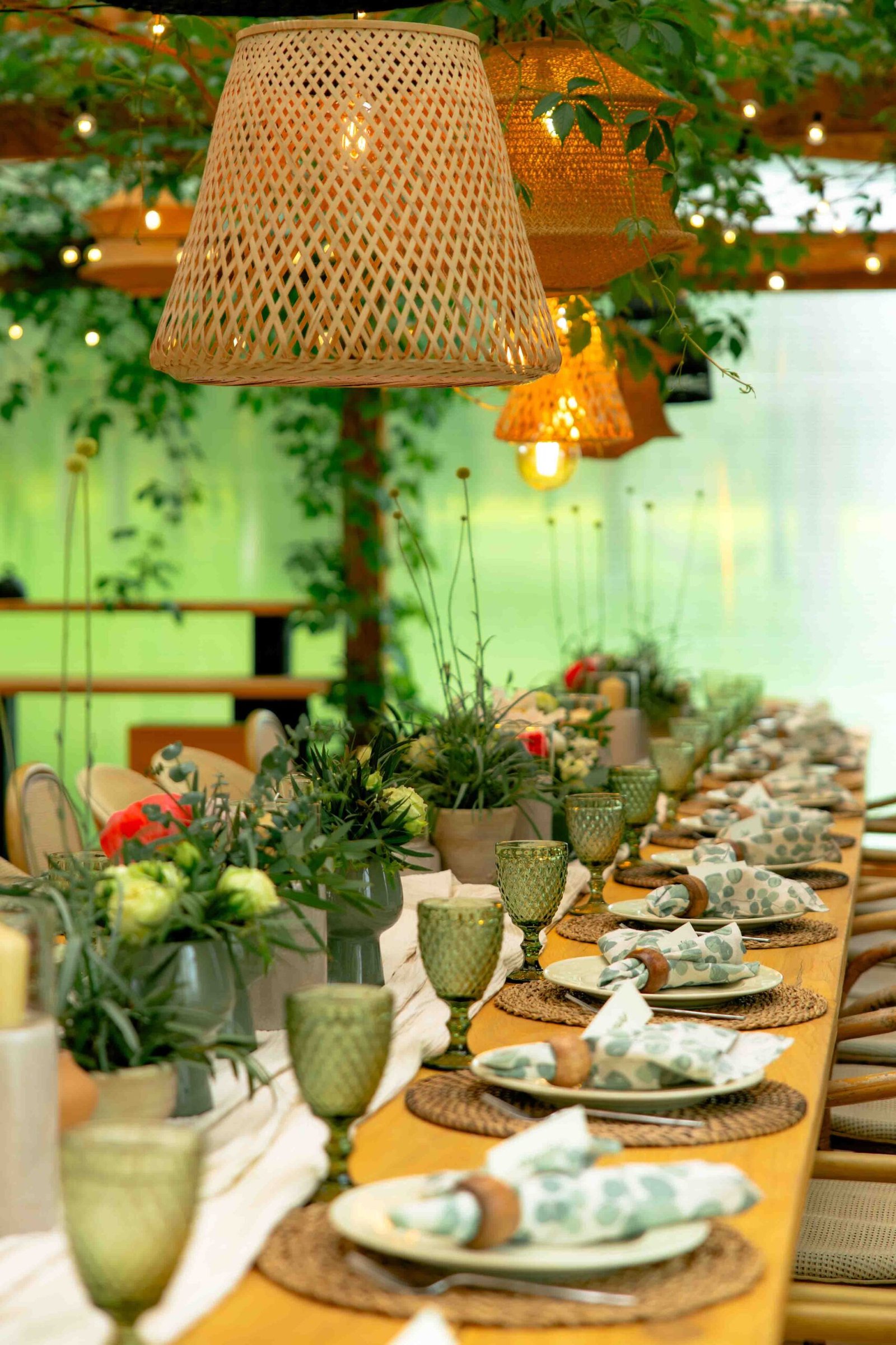 wedding reception in greenhouse decorations photo
